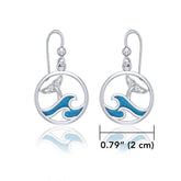 Sterling Silver Round Celtic Whale Tail Earrings with Enamel Wave TER1727 - Earrings